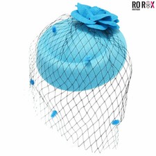 Vintage Ladies Fascinator Headband - Wedding Party Net Veil Rose Hat Headpiece