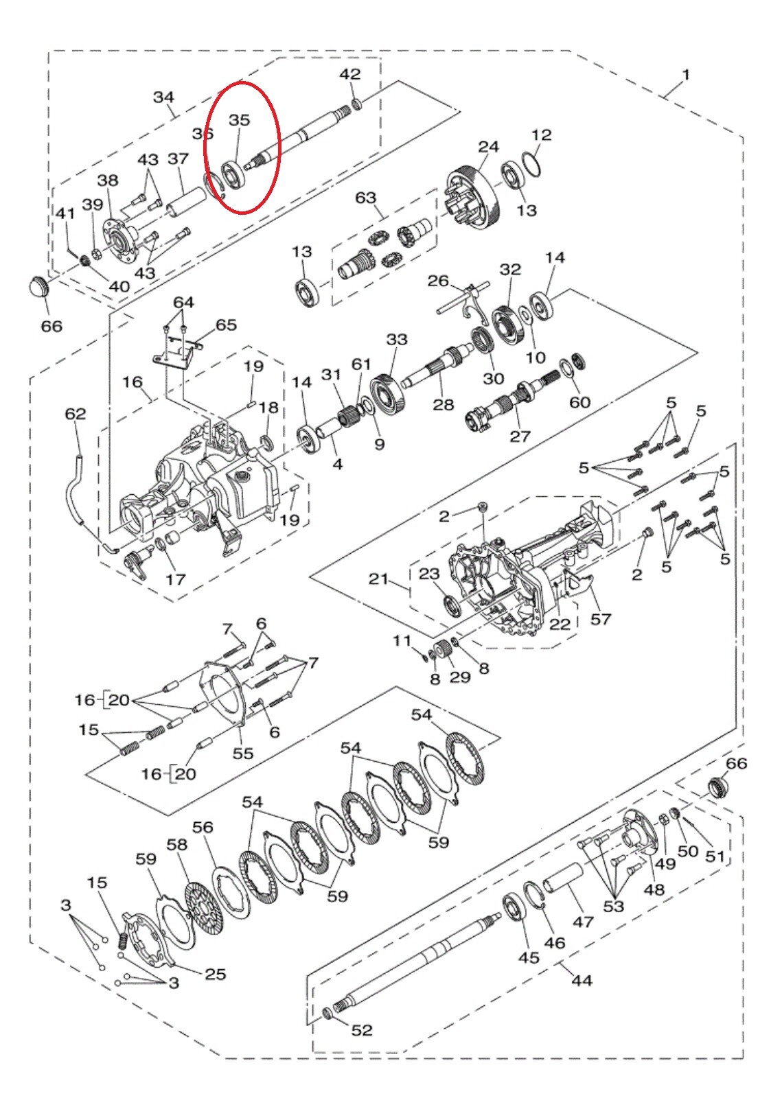 Rear Axle Bearing For Yamaha Drive G29 Gas/Electric YDRA YDRE JW1
