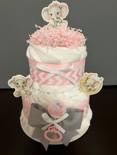 Its a Girl Elephant theme diaper cake/baby shower decoration centerpiece