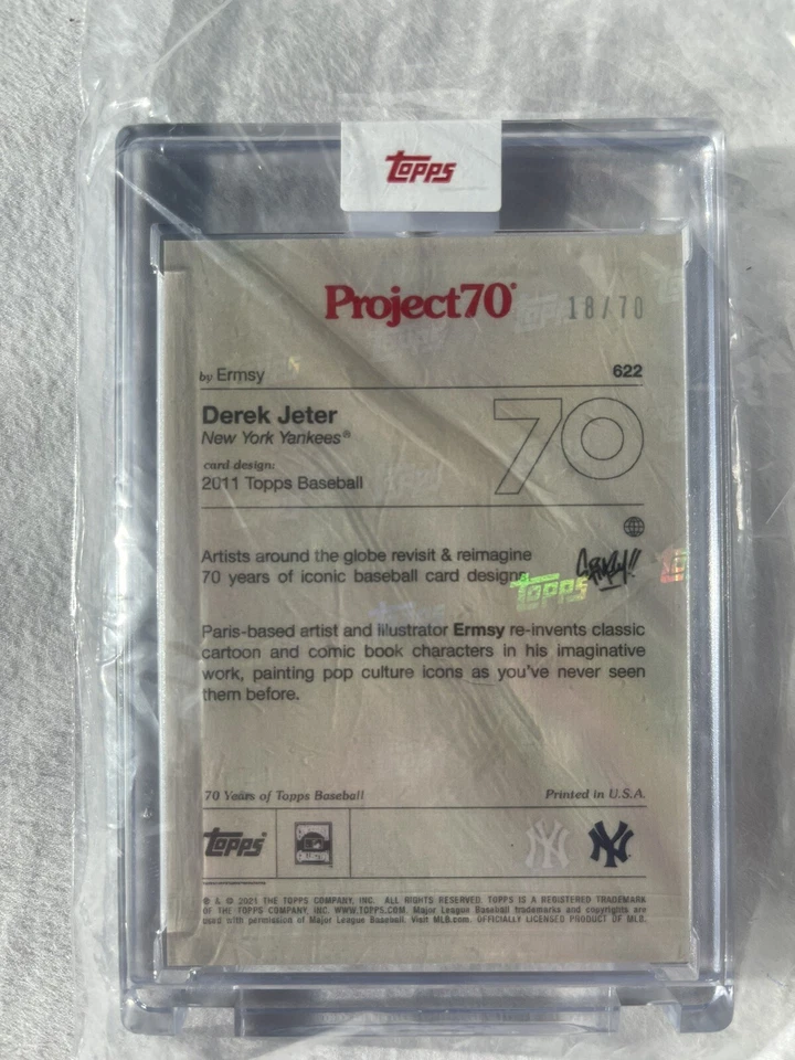 2021 Topps Project 70 Card #622 Derek Jeter 2011 by Ermsy Rainbow Foil 18/70 - Image 2 of 2