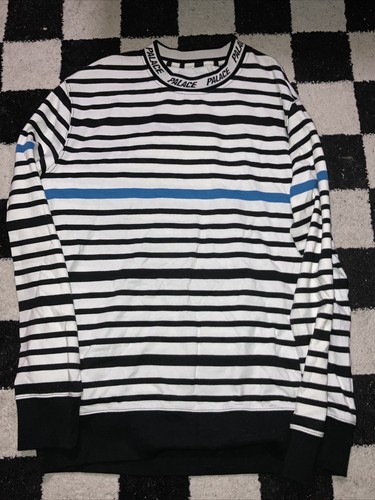 Palace Stripe Neck Logo Knit Sweater 