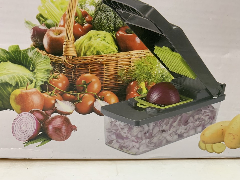 Kitchen Ideas 14 Pcs Veggie Slicer Dice Chop Grater Multi-Use Vegetable ...
