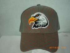 Ball Cap, Indian Design, American Bald Eagle Head and Stars, Grey