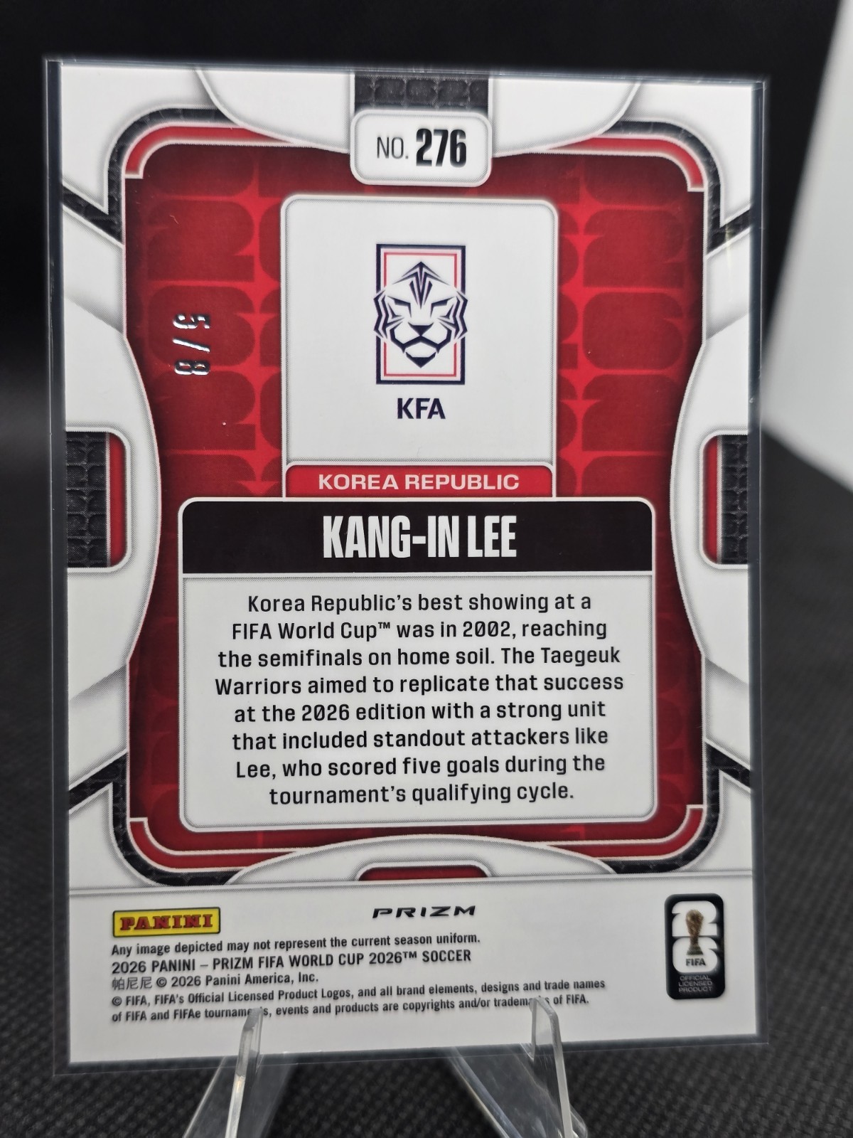 HOT🔥⚽️🔥2026 Panini Prizm FIFA World Cup Kang-in Lee #276 Black/Gold Wave🔥 5/8 view 8