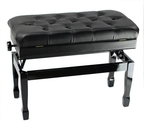 Panca pianoforte GRIFFIN vera pelle | Duetto oversize vintage legno massello nero - Foto 8 di 14