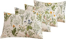 100 Cotton Pillowcases Standard Size, Floral Print Pillowcases Set of 4