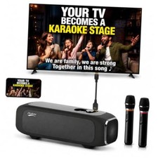 Dual Wireless Microphones for TV Karaoke - 6-Speaker Home Karaoke Machine