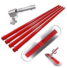 Concrete Bull Float Tool Kit with 48x12 inch Round End Fresno Trowel, Stainle...