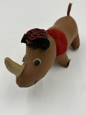 Dakin Vintage Leather Rhino Plush Toy Animal 8 