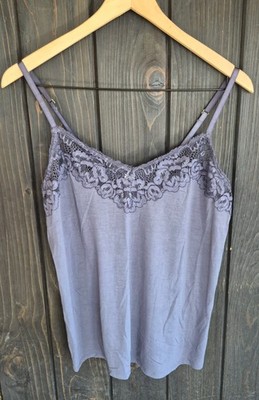 FORA Nikrooz Charcoal Gray PJ Sleepwear Lace Tank Camisole Cami Short set boho M