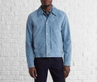 New Men’s Sky Blue Suede Leather Button Jacket with Collar Design