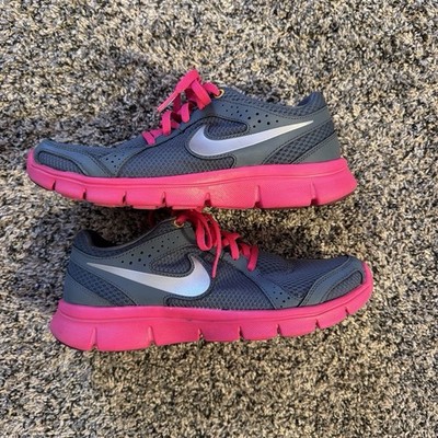 Nike Flex Experience Women 6.5 Gray/Pink/Silver Mesh Running Sneakers 599357-005