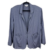 Stefano Worldwide Womens Blazer Stripe Blue White 1 Button Pockets Padded XXL