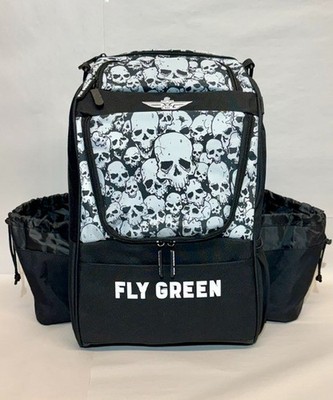 FLY GREEN DISC GOLF BACKPACK NUMBSKULL w/ 2 DRINK HOLDERS HOLDS 20-25 DISCS