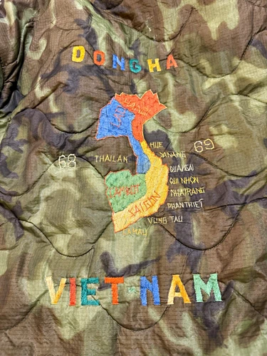 Vietnam “Woobie” Nylon Ripstop Camo Quilted Lined Zip Military Jacket - product listing photo