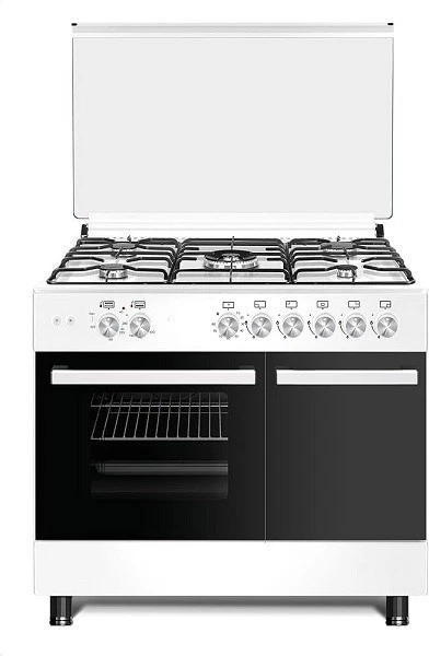 Cucina 90 CM 5 FUOCHI 90 X 60 Forno elettrico 60 cm porta bombola GHISA BIANCO - Bild 1 von 1
