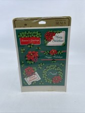 Hallmark Vintage 1980 Stickers Holidays Christmas Wreaths Holly Noel