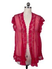 Y2K Whimsigoth Fairy Grunge Vampy Sheer Lace Peignoir One Size Red Dark Romance