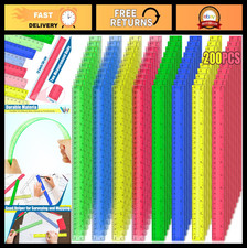 200 Pcs 12" Plastic Rulers Set - Assorted Colors, Clear, Inches  Metric, School