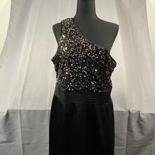 Forever 21 Plus Dress Womens 2X Black Sequin One Shoulder Formal Party Gown