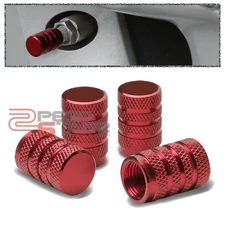 X4 ALUMINUM RED ANODIZED SNAP IN CAR WHEEL TIRE RIM VALVE STEM CAPS TPMS