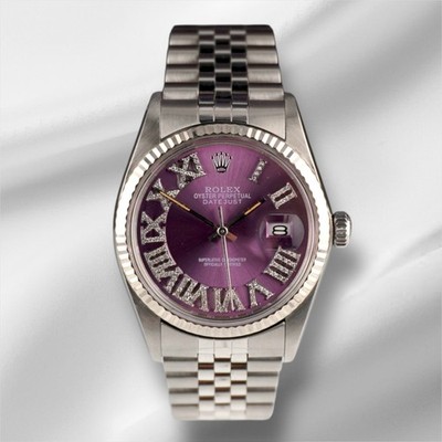 Rolex Datejust 16014 Armbanduhr 36 mm Stahl Schalen Diamant Zifferblatt