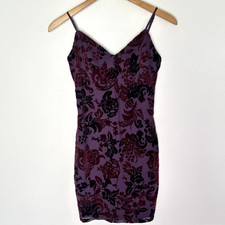 Women's Crush Velvet Y2K Whimsigoth Party Paisley Mini Dress Size XS-Small G4