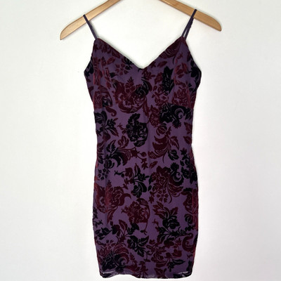 Women's Crush Velvet Y2K Whimsigoth Party Paisley Mini Dress Size XS-Small *G4
