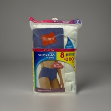 NOS Vintage Hanes 8 Pack Cotton Briefs Panties Women Size 7 White Wicking Cool