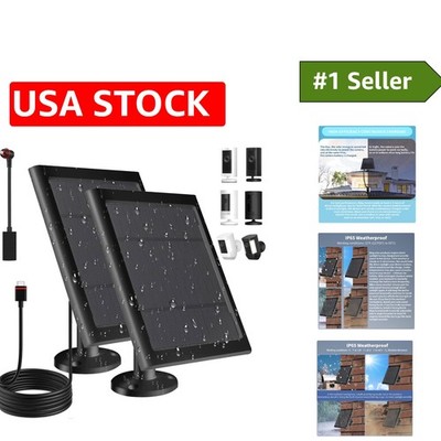 Solar Panel Set for Ring Camera - Dustproof, Waterproof, USB Compatible - 2 Pack