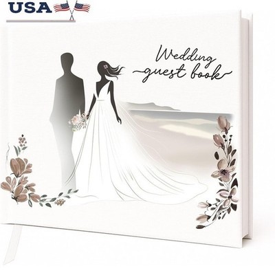 Elegant Wedding Guest Book W/ Keepsake Box Polaroid Photos Gold Pen Memories New