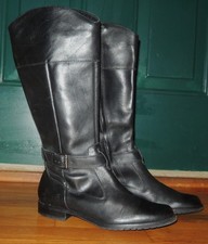 LL Bean women's tall side zip leather boots Size 6 M Black Excellent condition