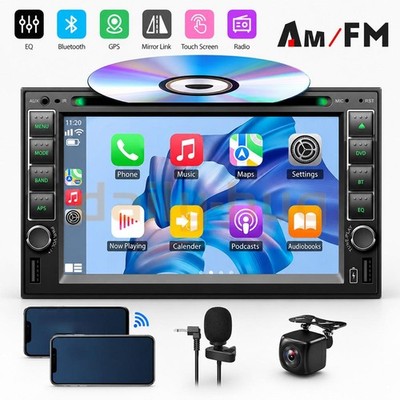 Backup Camera 2-Din Car Stereo Radio CD DVD Player Bluetooth Mirror Link Auto AM