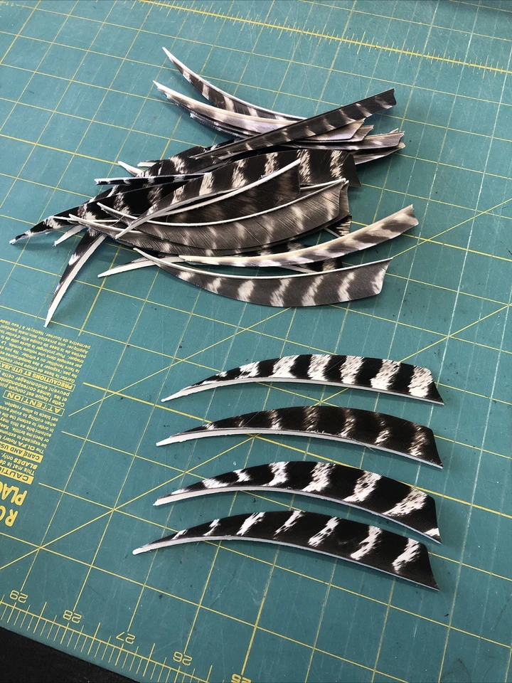 5" Left  Wing Shield Natural Barred Feather Fletching, 25Pk Archery 🇺🇸 - Image 2 of 2