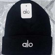 ALO Damen Strick Wollmütze Beanie Schwarz Ei...