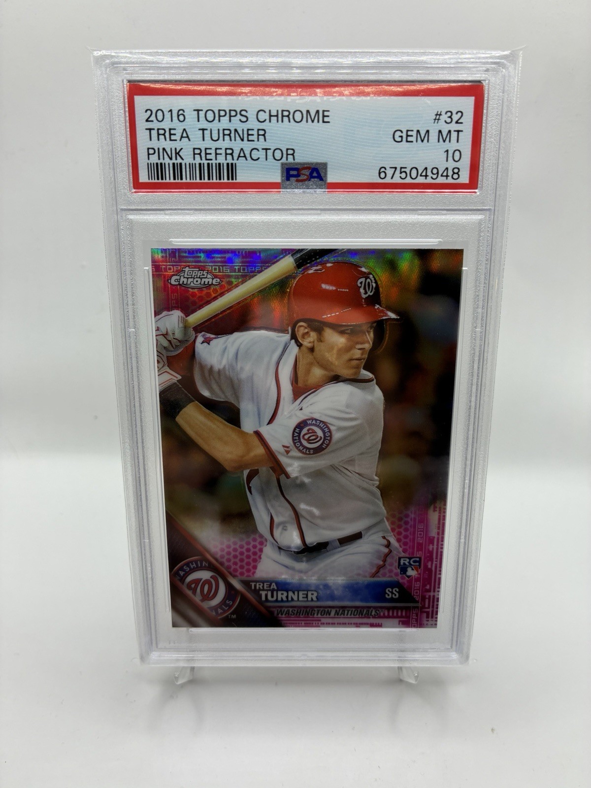 Trea Turner 2016 Topps Chrome #32 RC ROOKIE PINK REFRACTOR PSA 10