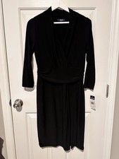 New With Tags Orig $95 Chaps Ralph Lauren Women's L Slinky Black Dress