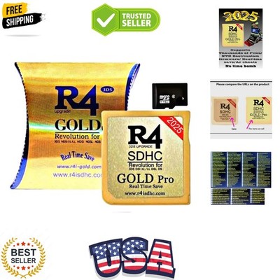 R4 SDHC Gold pro + USB Adapter KIT with 8 GB Micro SD Will Work ON DS DSI 2DS...