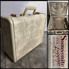 Vintage 1960s Samsonite Suitcase Hard Shell Cream Marbled Style 4516 Carry On