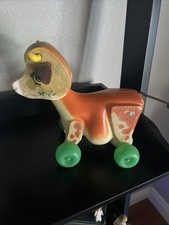 Vintage 1960s Fisher Price Cow Pull Toy Made In USA