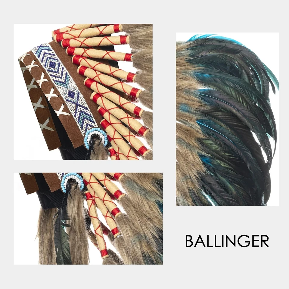 Medium Native American Headdress Medium Feather Headdress and Choker for Men - Image 4 of 4