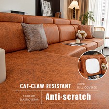 Sofa Seat Cushion Covers Leather-Look Slipcover for Living Room Sofa Protectors