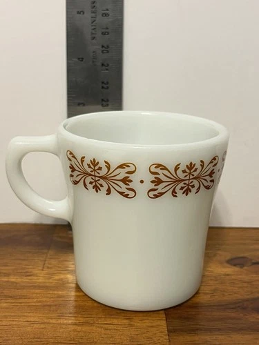 Vintage Pyrex Copper Filigree Coffee Mug Vintage Milk Glass