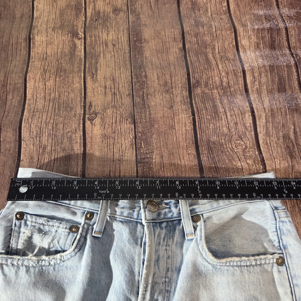 Pantalones de mezclilla Agolde para mujer 25 azules Riley tiro alto corte recto 25" entrepierna botón mosca Foto 2 de 4