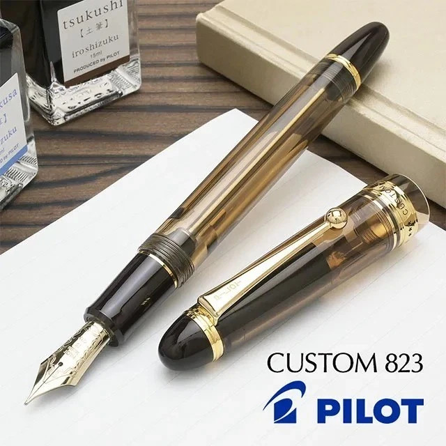 Pilot Custom 823 Fountain Pen Amber Brown 14K Medium Nib FKK-3MRP