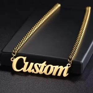 Nom de bijou personnalisé Collier pendentif Personnalisé 5mm Chaîne cubaine Hommes Femmes Or