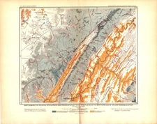 Antique 1899 Geological Map-Northern Half Chattanooga, Appalachian Geology