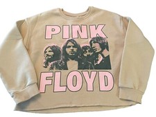 CROP Top Pink Floyd sweater youth XL 14 Tan Rock Band Singer Fleece Sweatshirt