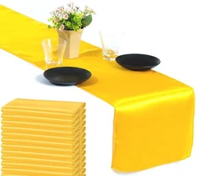 10 Yellow Gold Satin Table Runner 12" X 108" Wedding B'day Party Table décor