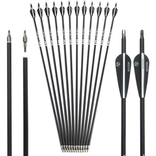 12Pack Carbon Arrows 32" Spine500 with Removable Tips for Compound & Recurve Bow - Picture 3 of 13